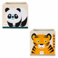 3 Sprouts Fabric Storage Cube Box Toy Bin, Panda Bear & Friendly Tiger (2 Pack)