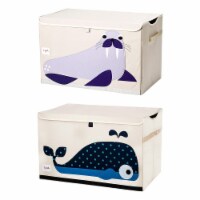 3 Sprouts Collapsible Playroom Toy Chest Storage Bin, Whale & Walrus (2 Pack)