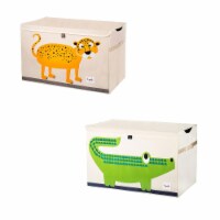 3 Sprouts Collapsible Kids Toy Chest Storage Bin, Leopard & Crocodile (2 Pack)