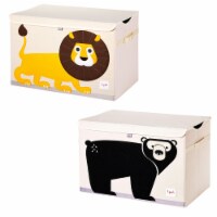 3 Sprouts Collapsible Toy Chest Storage Bin Bundle with Lion and Bear (2 Pack)