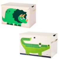 3 Sprouts Collapsible Toy Chest Storage Bin Bundle, Dinosaur, Crocodile (2 Pack)
