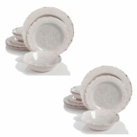 Gibson Studio California Mauna 12-Piece Durable Melamine Dinnerware Set (2 Pack)
