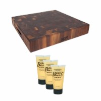 John Boos Walnut Wood Reversible 18 x 18  Chopping Block & Moisture Cream Set