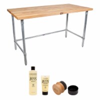John Boos 48 Inch Maple Wood Work Table w/ Steel Base and Board Maintenance Set