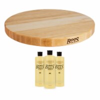 John Boos Board 18 Round Reversible Cutting Board & 3 Piece Maintenance Oil Set