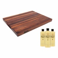 John Boos Walnut Reversible 24 x 18 Cutting Board & 3 Piece Maintenance Oil Set