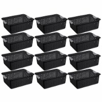 Sterilite Medium Ultra Storage Basket with Contoured Handles, Black (12 Pack)