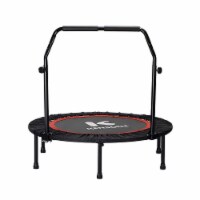 Kensone 40 In Foldable Mini Fitness Trampoline w/ Adjustable Foam Handle, Black
