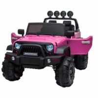 TOBBI 12V Kids Electric Battery Powered 2 Speed Jeep Wrangler Ride On Toy, Pink