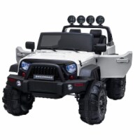 TOBBI 12V Kids Electric Battery Powered 2 Speed Open Top SUV Ride On Toy, White
