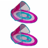 SwimWays Inflatable Baby Spring Pink Fish Round Pool Float w/ Canopy (2 Pack)