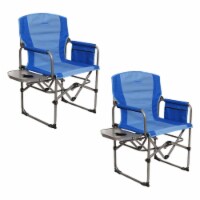 Kamp-Rite Compact Director's Chair with Side Table and Organizer, Blue (2 pack)