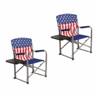 Kamp-Rite Director's Chair Camping Folding with Side Table, USA Flag (2 Pack)