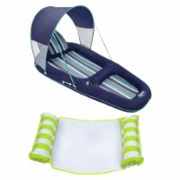 Aqua Leisure Luxury Canopy Float, Blue & Monterey 4-in-1 Pool Hammock, Green