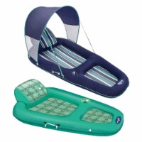 Aqua Leisure Luxury Canopy Float, Blue & Recliner Chaise Style Lounger, Green