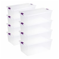 Sterilite 110 Qt Clear Storage Organization Box w/ Secure Latching Lid, (8 Pack)
