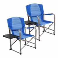 Kamp Rite Director Portable Lounge Arm Chair with Side Table Blue 2 Pack 2 Piece Baker s