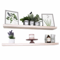 Willow & Grace Suzy 36 Inch Floating Wall Mount Shelves, White Wash (4 Pack)