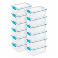 Sterilite 12 Qt Plastic Storage Bin Container Clear Gasket Sealed Box, (12 Pack)
