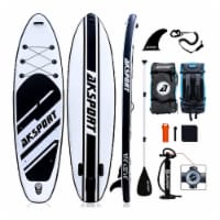 AKSPORT 10'6 Inflatable SUP All Around Stand Up Paddle Board Kit, Black/White