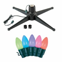 Home Heritage Rotating Christmas Tree Stand w/ Twinkly App Controlled RGB Lights