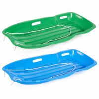 Slippery Racer Downhill Xtreme Adults Kids Toboggan Snow Sled, Blue and Green