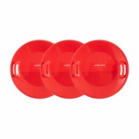 Slippery Racer Downhill Pro Adults and Kids Plastic Disc Snow Sled, Red (3 Pack)