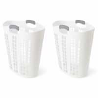 Gracious Living Easy Carry Flex 87 L Plastic Laundry Hamper, White (2 Pack)