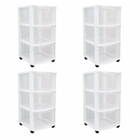 Gracious Living Classic 3 Drawer Organizer Plastic Storage Cart w/Wheels(4 Pack) Perspective: Main