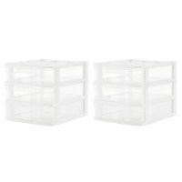 Gracious Living Mini 3 Drawer Desk Organizer w/ Organization Top, White (2 Pack)
