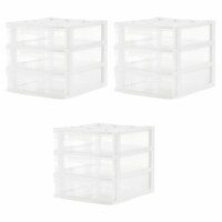 Gracious Living Mini 3 Drawer Desk Organizer w/ Organization Top, White (3 Pack)