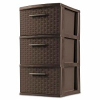 Sterilite 3 Drawer Wicker Weave Decorative Storage Tower, Espresso (6 Pack)