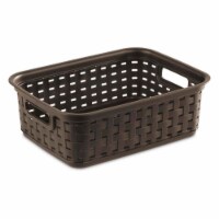 Sterilite 11 Inch Small Weave Storage Organizer Basket Tote, Espresso (16 Pack)