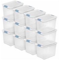 Sterilite 25 Quart Capacity Clear Plastic Storage Tote Bins with Lids, (12 Pack)