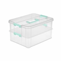 Sterilite Convenient Home 2-Tier Layer Stack Carry Storage Box, Clear (8 Pack)