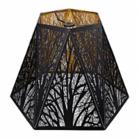 ALUCSET Tree Pattern Multi Sided Lampshade for Table and Floor Lamps, Black/Gold