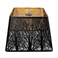 ALUCSET Tree Pattern Metal Square Lampshade for Table & Floor Lamps, Black/Gold