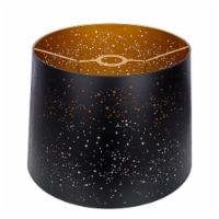 ALUCSET Starry Sky Pattern Metal Drum Lampshade w/ Dual Installation, Black/Gold