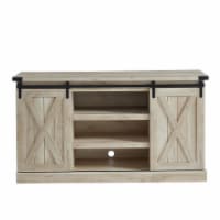 Edyo Living Rustic Farmhouse TV Stand Table with Sliding Barn Doors, White Oak