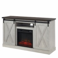 Edyo Living Electric Fireplace TV Stand Table with Sliding Barn Door, Gray Wash