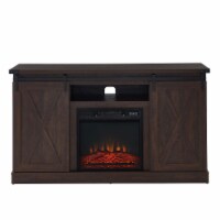 Edyo Living Electric Fireplace TV Stand Table with Sliding Barn Door, Espresso