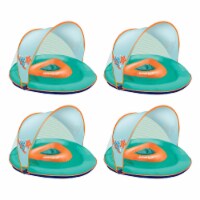 SwimSchool Baby Boat Float w/ Safety Seat & Sun Shade Canopy, Orange, 4 Pack