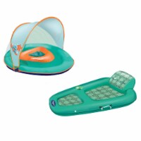 Aqua Leisure Polyknit Luxe Pool Lounger, Teal & SwimSchool Baby Boat Float