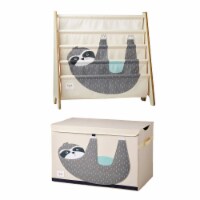 3 Sprouts Collapsible Kids Toy Chest Storage Bin & Bookshelf Rack, Sloth Print