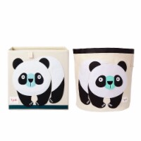 3 Sprouts Foldable Storage Cube Bin Box & Canvas Laundry Bin Basket, Panda Bear