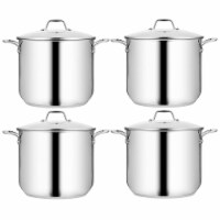 NutriChef Heavy Duty 19 Quart Stainless Steel Soup Stock Pot with Lid (4 Pack)