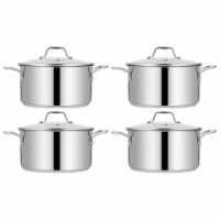 NutriChef Heavy Duty 8 Quart Stainless Steel Soup Stock Pot with Lid (4 Pack)