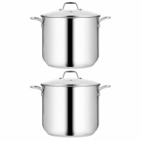 NutriChef Heavy Duty 19 Quart Stainless Steel Soup Stock Pot with Lid (2 Pack)
