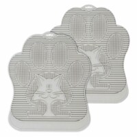 Omega Paw Paw Cleaning Cat Litter Box Mat for Floor and Carpet, Grey (2 Pack)
