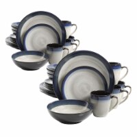 Gibson Elite Couture Band Glazed Stoneware 16 Pc Dinnerware Set, Blue (4 Pack)